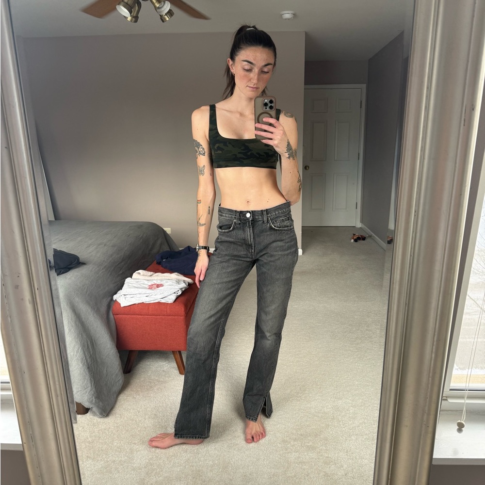 Zara Dark Gray Straight Leg Jeans